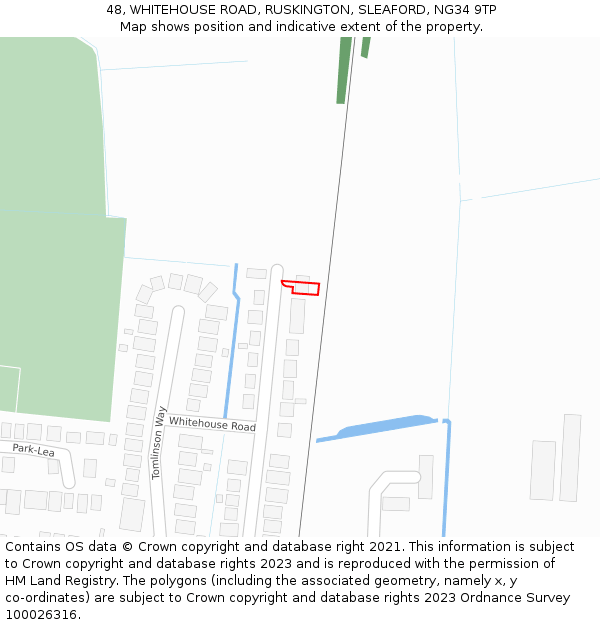 48, WHITEHOUSE ROAD, RUSKINGTON, SLEAFORD, NG34 9TP: Location map and indicative extent of plot