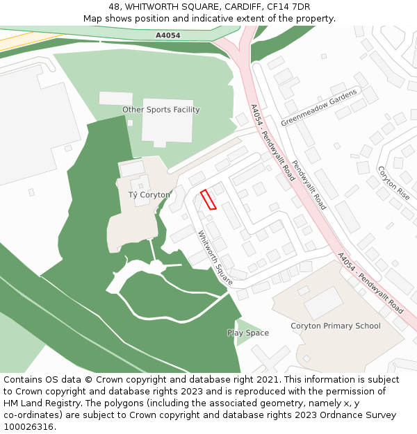 48, WHITWORTH SQUARE, CARDIFF, CF14 7DR: Location map and indicative extent of plot