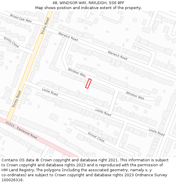 48, WINDSOR WAY, RAYLEIGH, SS6 8PF: Location map and indicative extent of plot