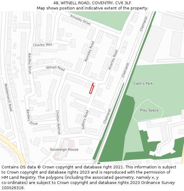 48, WITNELL ROAD, COVENTRY, CV6 3LF: Location map and indicative extent of plot