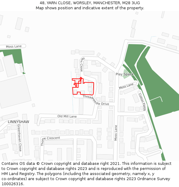 48, YARN CLOSE, WORSLEY, MANCHESTER, M28 3UG: Location map and indicative extent of plot