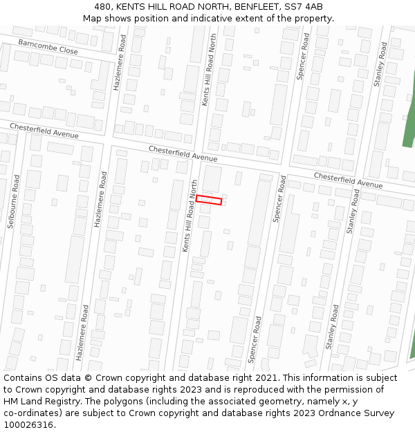480, KENTS HILL ROAD NORTH, BENFLEET, SS7 4AB: Location map and indicative extent of plot