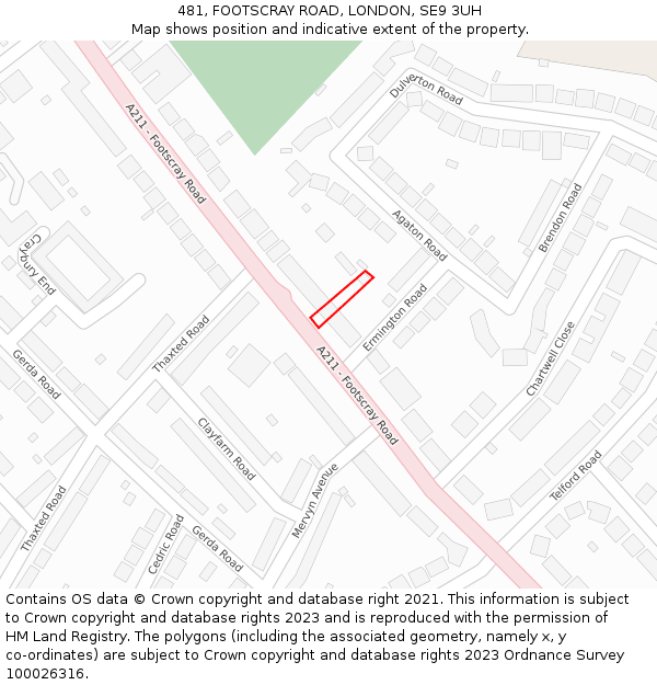 481, FOOTSCRAY ROAD, LONDON, SE9 3UH: Location map and indicative extent of plot