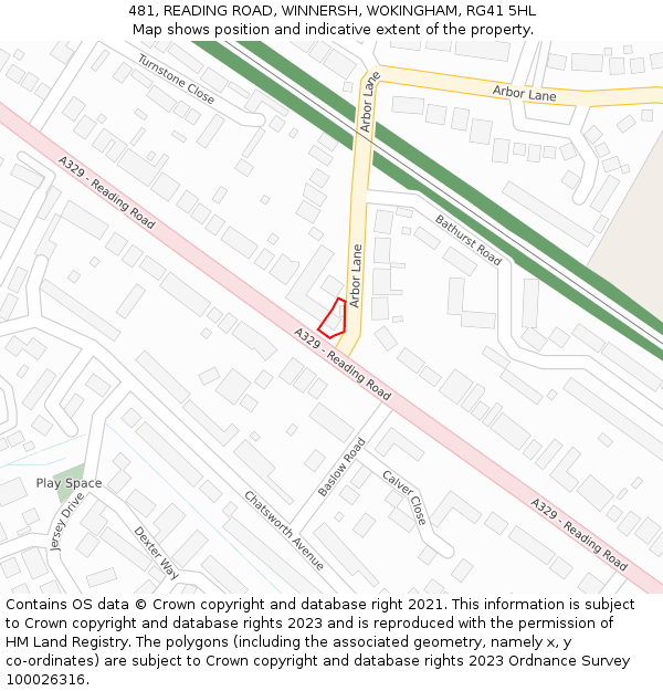 481, READING ROAD, WINNERSH, WOKINGHAM, RG41 5HL: Location map and indicative extent of plot