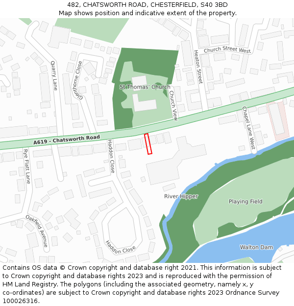 482, CHATSWORTH ROAD, CHESTERFIELD, S40 3BD: Location map and indicative extent of plot