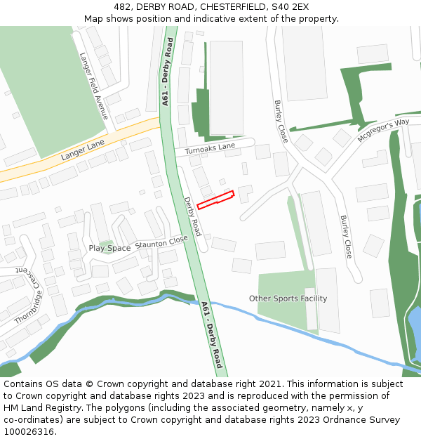 482, DERBY ROAD, CHESTERFIELD, S40 2EX: Location map and indicative extent of plot