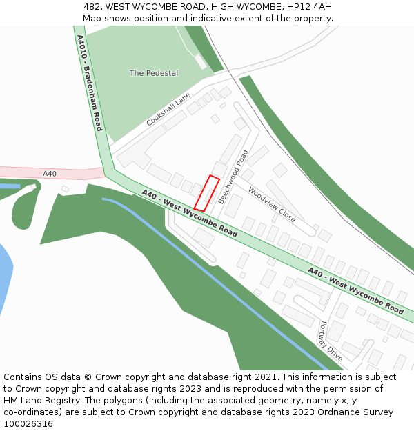 482, WEST WYCOMBE ROAD, HIGH WYCOMBE, HP12 4AH: Location map and indicative extent of plot