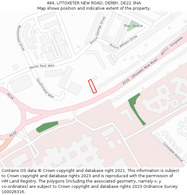 484, UTTOXETER NEW ROAD, DERBY, DE22 3NA: Location map and indicative extent of plot