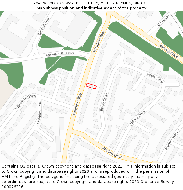 484, WHADDON WAY, BLETCHLEY, MILTON KEYNES, MK3 7LD: Location map and indicative extent of plot