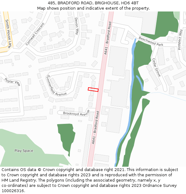 485, BRADFORD ROAD, BRIGHOUSE, HD6 4BT: Location map and indicative extent of plot