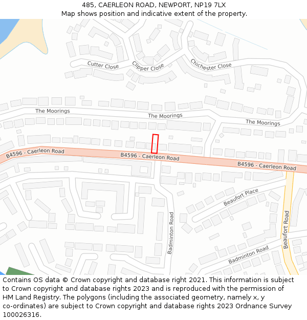 485, CAERLEON ROAD, NEWPORT, NP19 7LX: Location map and indicative extent of plot