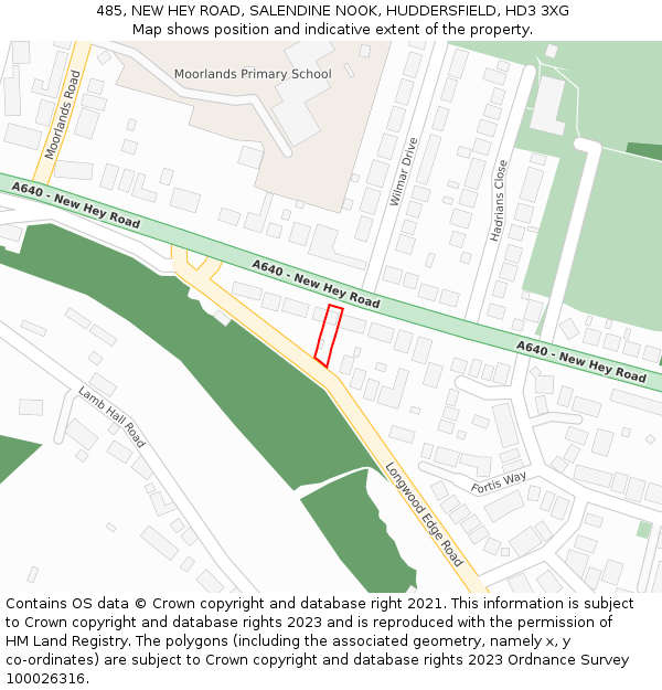 485, NEW HEY ROAD, SALENDINE NOOK, HUDDERSFIELD, HD3 3XG: Location map and indicative extent of plot