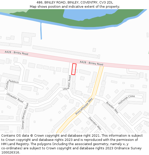 486, BINLEY ROAD, BINLEY, COVENTRY, CV3 2DL: Location map and indicative extent of plot