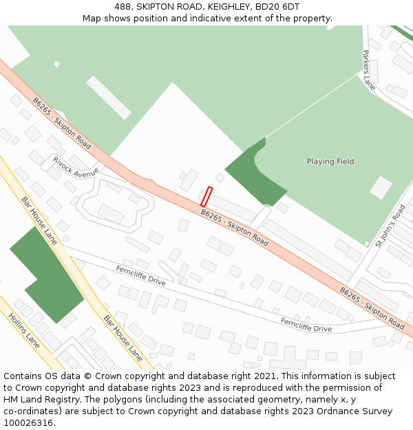 488, SKIPTON ROAD, KEIGHLEY, BD20 6DT: Location map and indicative extent of plot