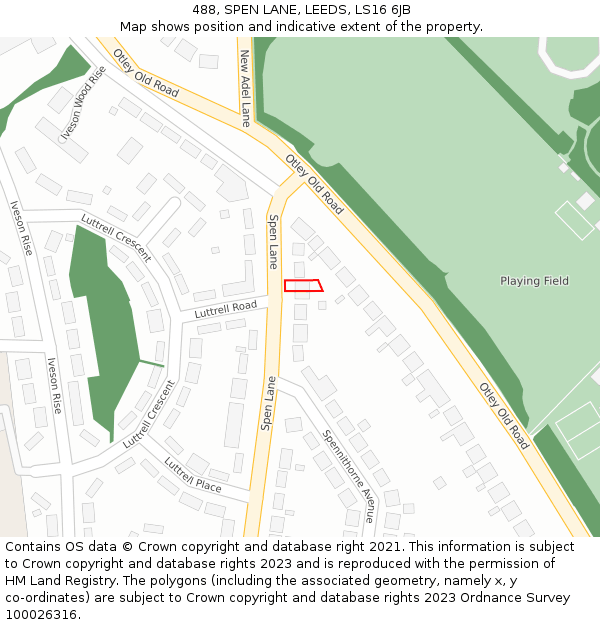 488, SPEN LANE, LEEDS, LS16 6JB: Location map and indicative extent of plot