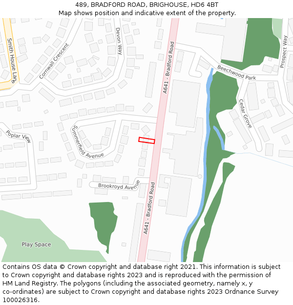 489, BRADFORD ROAD, BRIGHOUSE, HD6 4BT: Location map and indicative extent of plot