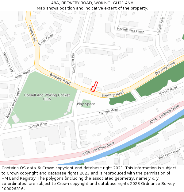 48A, BREWERY ROAD, WOKING, GU21 4NA: Location map and indicative extent of plot