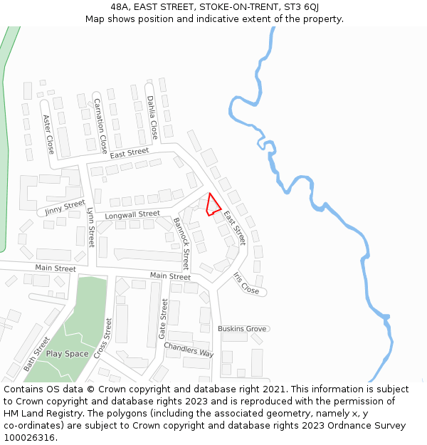 48A, EAST STREET, STOKE-ON-TRENT, ST3 6QJ: Location map and indicative extent of plot