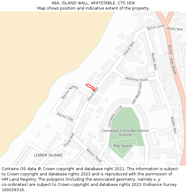 48A, ISLAND WALL, WHITSTABLE, CT5 1EW: Location map and indicative extent of plot