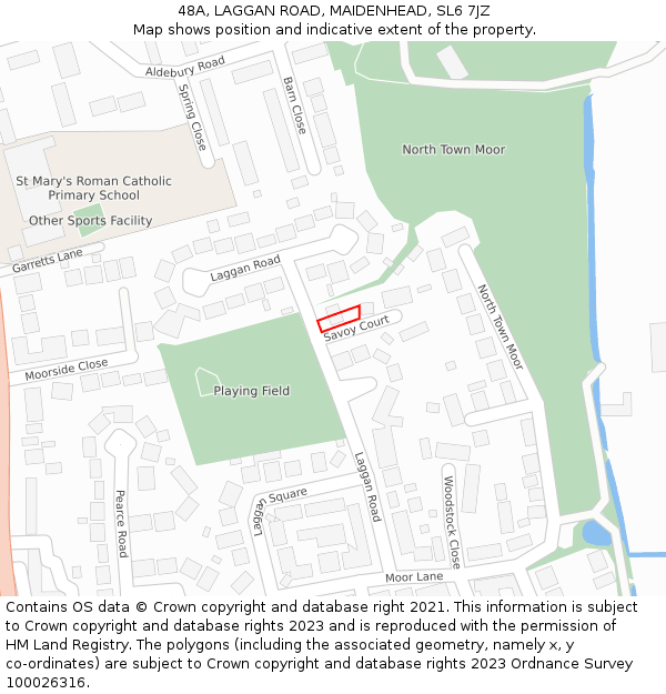 48A, LAGGAN ROAD, MAIDENHEAD, SL6 7JZ: Location map and indicative extent of plot