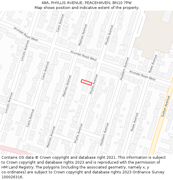 48A, PHYLLIS AVENUE, PEACEHAVEN, BN10 7PW: Location map and indicative extent of plot