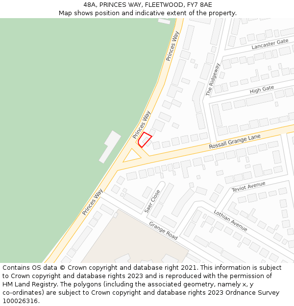 48A, PRINCES WAY, FLEETWOOD, FY7 8AE: Location map and indicative extent of plot