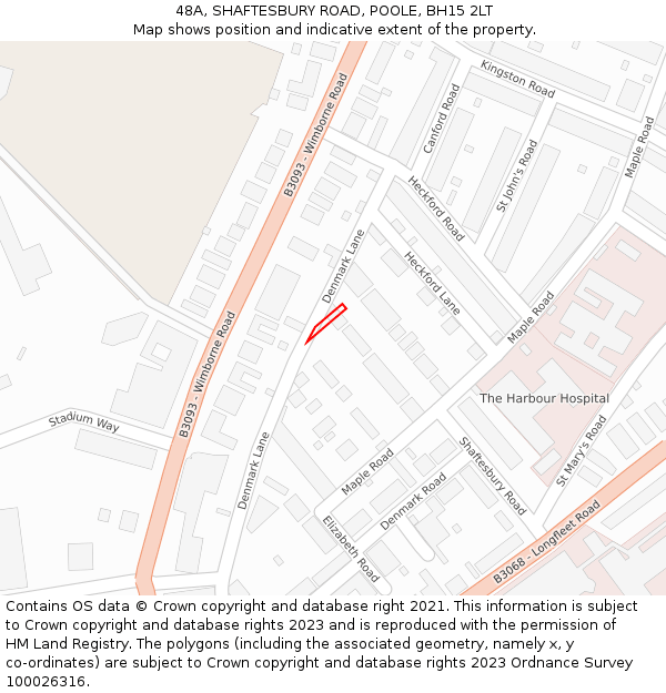 48A, SHAFTESBURY ROAD, POOLE, BH15 2LT: Location map and indicative extent of plot