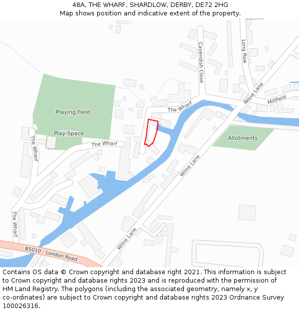 48A, THE WHARF, SHARDLOW, DERBY, DE72 2HG: Location map and indicative extent of plot