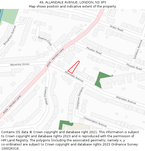 49, ALLANDALE AVENUE, LONDON, N3 3PY: Location map and indicative extent of plot