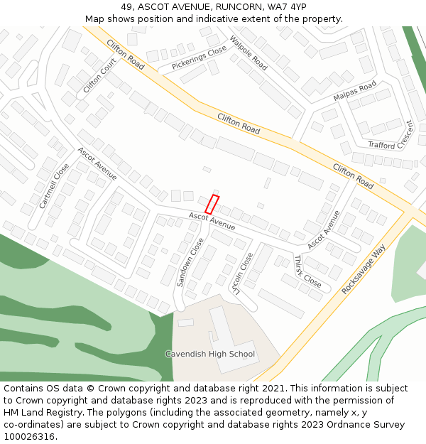 49, ASCOT AVENUE, RUNCORN, WA7 4YP: Location map and indicative extent of plot