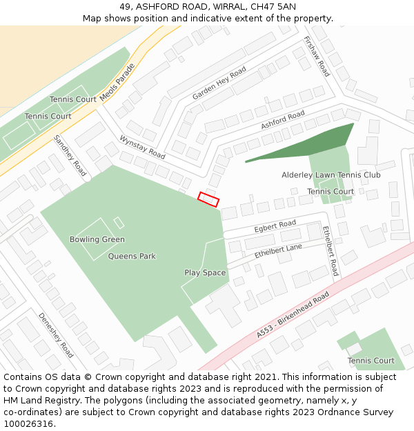 49, ASHFORD ROAD, WIRRAL, CH47 5AN: Location map and indicative extent of plot