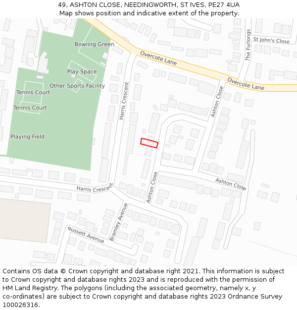 49, ASHTON CLOSE, NEEDINGWORTH, ST IVES, PE27 4UA: Location map and indicative extent of plot