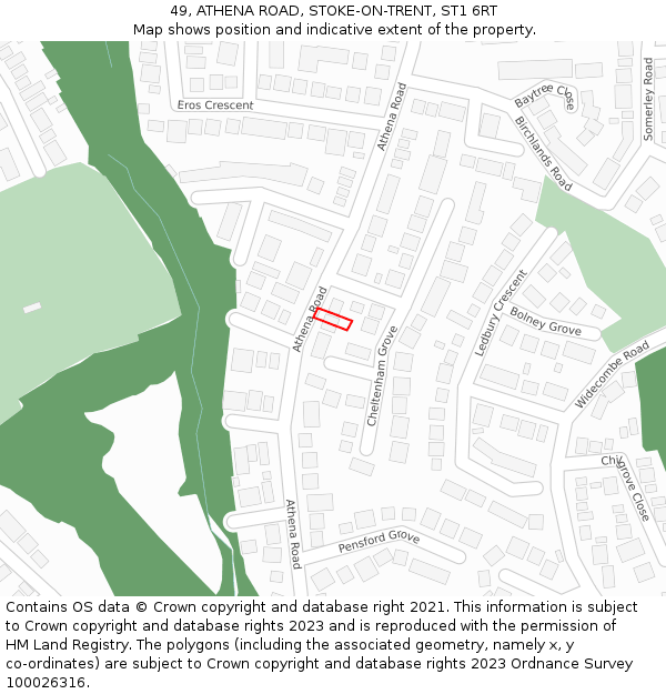 49, ATHENA ROAD, STOKE-ON-TRENT, ST1 6RT: Location map and indicative extent of plot