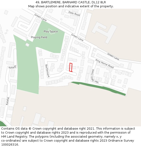 49, BARTLEMERE, BARNARD CASTLE, DL12 8LR: Location map and indicative extent of plot