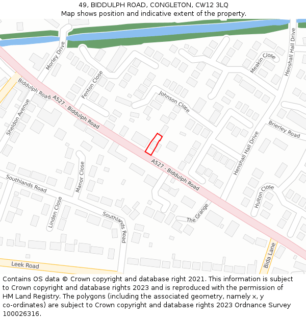 49, BIDDULPH ROAD, CONGLETON, CW12 3LQ: Location map and indicative extent of plot