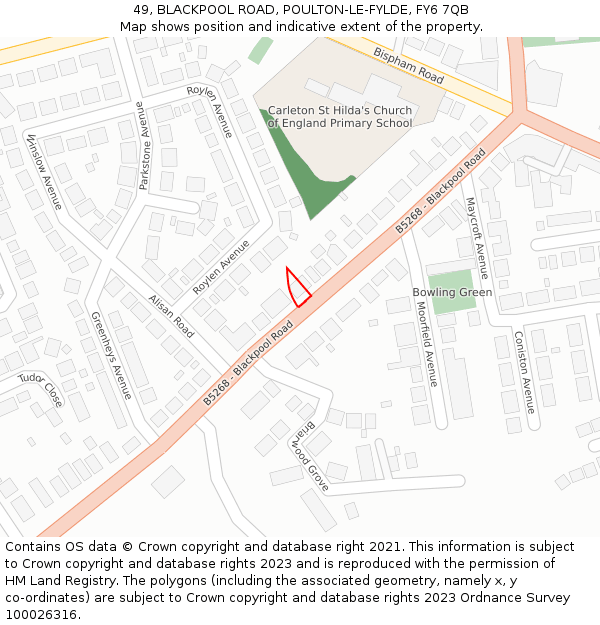 49, BLACKPOOL ROAD, POULTON-LE-FYLDE, FY6 7QB: Location map and indicative extent of plot
