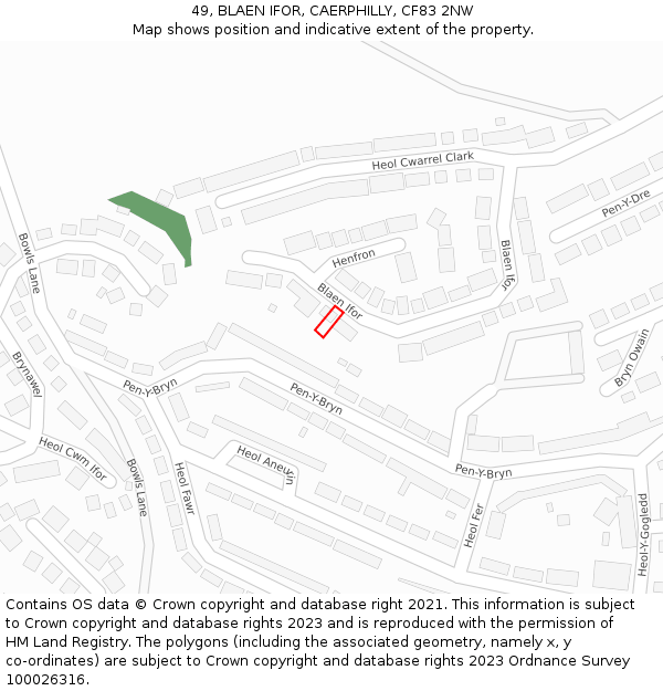 49, BLAEN IFOR, CAERPHILLY, CF83 2NW: Location map and indicative extent of plot
