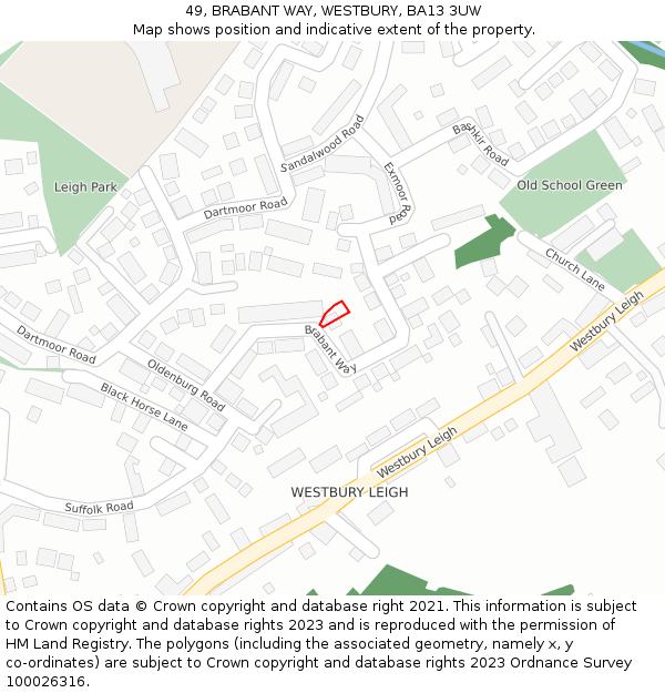 49, BRABANT WAY, WESTBURY, BA13 3UW: Location map and indicative extent of plot