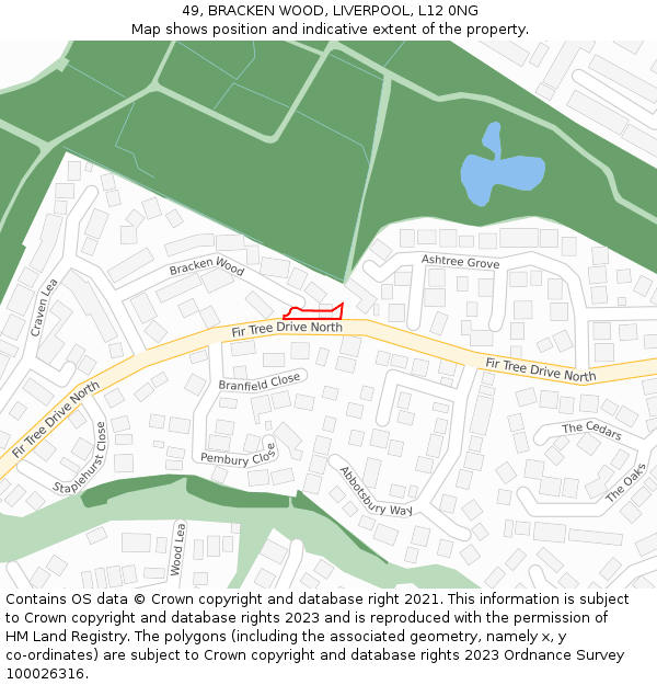 49, BRACKEN WOOD, LIVERPOOL, L12 0NG: Location map and indicative extent of plot