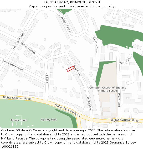 49, BRIAR ROAD, PLYMOUTH, PL3 5JH: Location map and indicative extent of plot