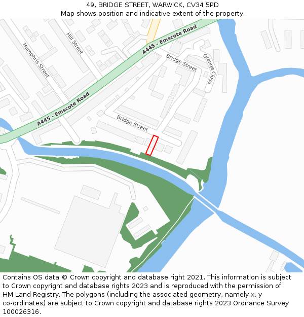 49, BRIDGE STREET, WARWICK, CV34 5PD: Location map and indicative extent of plot