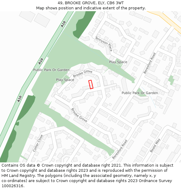 49, BROOKE GROVE, ELY, CB6 3WT: Location map and indicative extent of plot