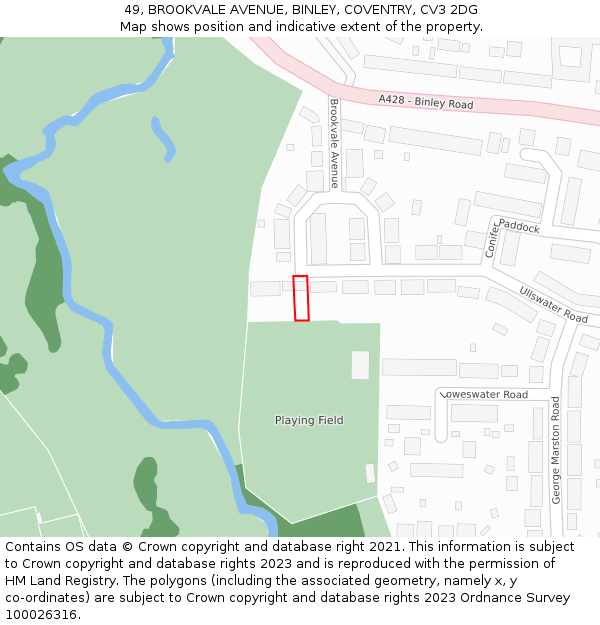 49, BROOKVALE AVENUE, BINLEY, COVENTRY, CV3 2DG: Location map and indicative extent of plot