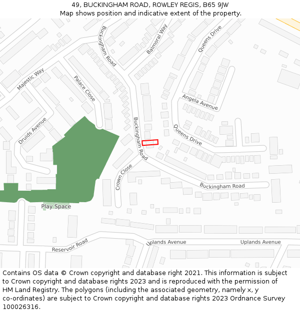 49, BUCKINGHAM ROAD, ROWLEY REGIS, B65 9JW: Location map and indicative extent of plot
