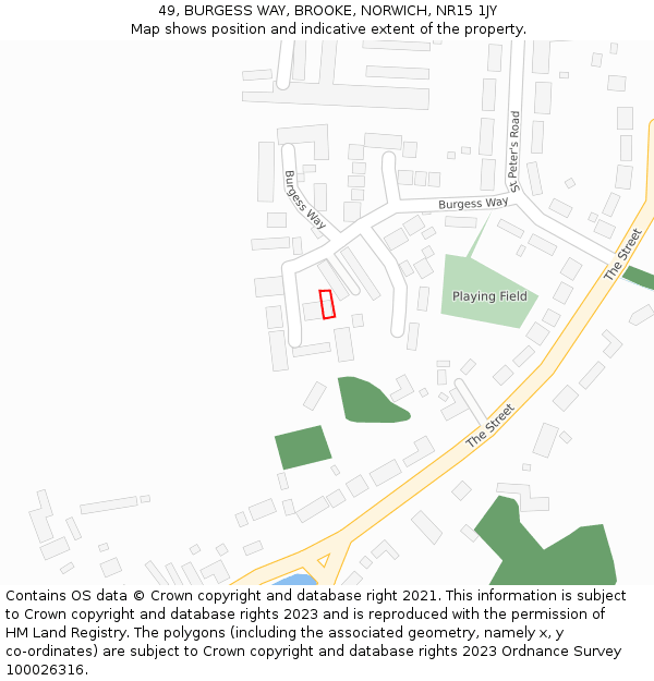 49, BURGESS WAY, BROOKE, NORWICH, NR15 1JY: Location map and indicative extent of plot