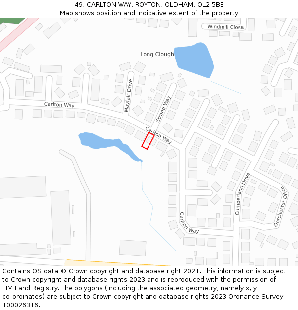 49, CARLTON WAY, ROYTON, OLDHAM, OL2 5BE: Location map and indicative extent of plot