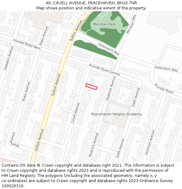 49, CAVELL AVENUE, PEACEHAVEN, BN10 7NR: Location map and indicative extent of plot