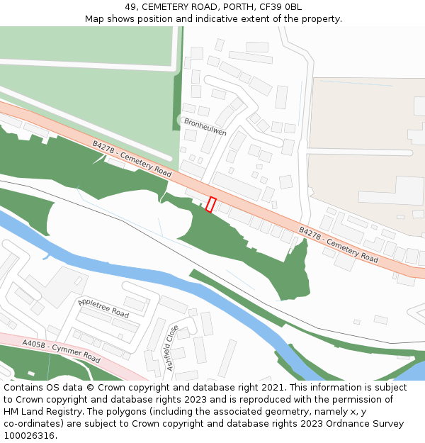 49, CEMETERY ROAD, PORTH, CF39 0BL: Location map and indicative extent of plot