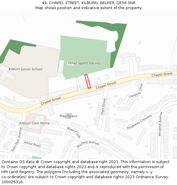 49, CHAPEL STREET, KILBURN, BELPER, DE56 0NR: Location map and indicative extent of plot