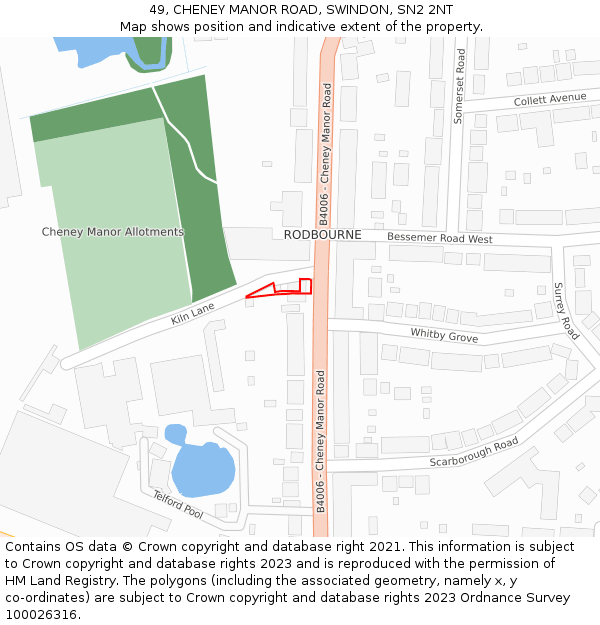 49, CHENEY MANOR ROAD, SWINDON, SN2 2NT: Location map and indicative extent of plot